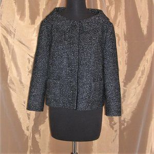 Elie Tahari Black Boucle Short Swing Coat Size L